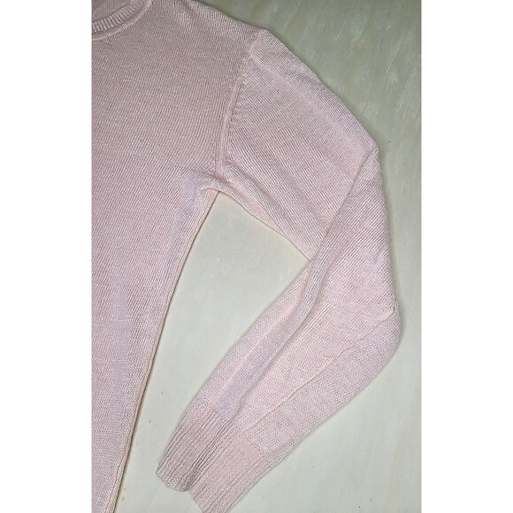 Theory Pale Pink Long Sleeve Linen Blend Sweater Women's Size Large Crew Neck - Picture 3 of 13